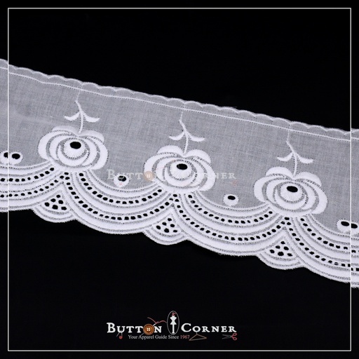 [CL-125818-WHITE] One Side Border Cotton Lace