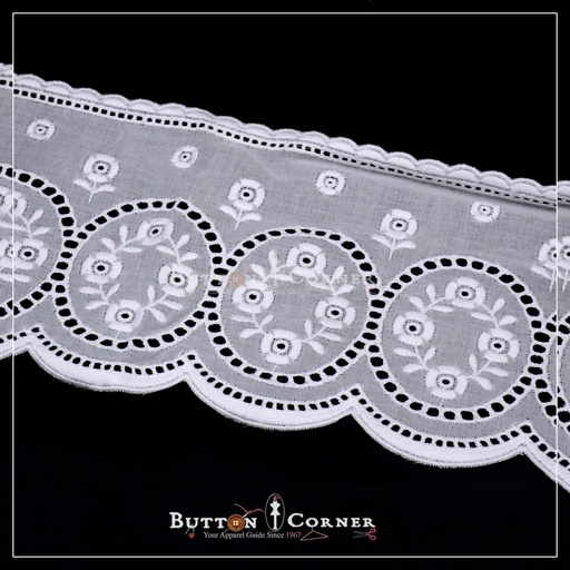 [CL-122386-WHITE] One Side Border Cotton Lace