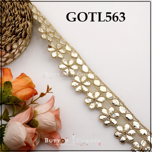 [GOTL563-GOLD] Fancy Gota Lace