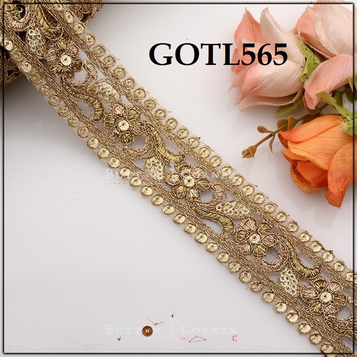[GOTL565-GOLD] Fancy Gota Lace