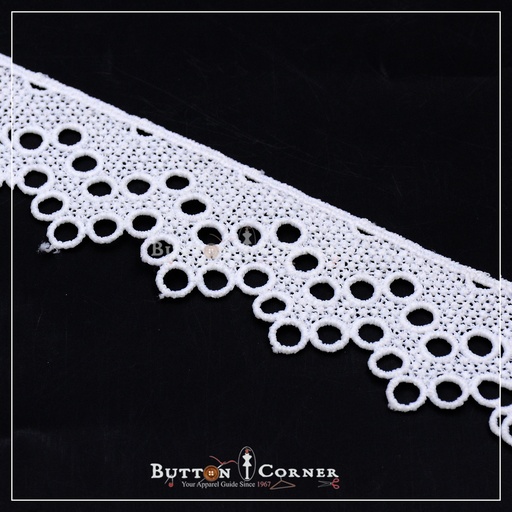 [D9374-WHITE] One Side Border Shuttle Lace