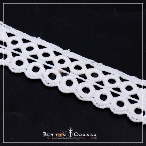 [D9304 WHITE] One Side Border Shuttle Lace