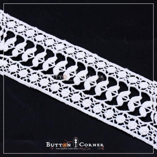 [D9332 WHITE] Double Side Border Shuttle Lace