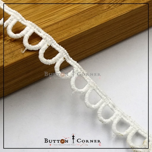 [D9154-WHITE] One Side Border Shuttle Lace