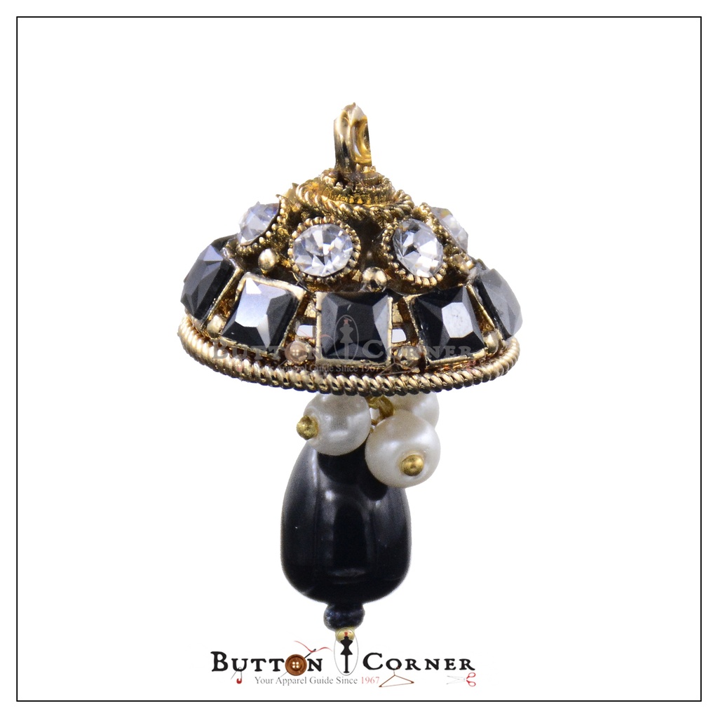 Fancy Jhumki Button With Pearl & Stone