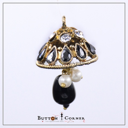 Fancy Jhumki Button with Pearl & Stone