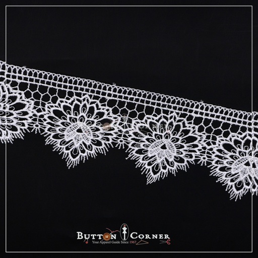 [SLDPS666-WHITE] One Side Border Shuttle Lace