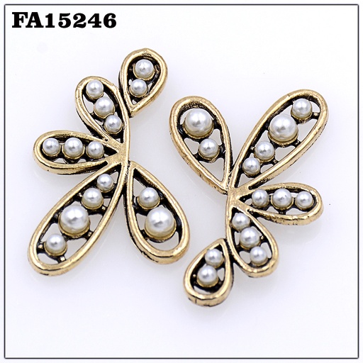 [FA15246 GOLD] Flower Leaf Shape Pearl Hanging