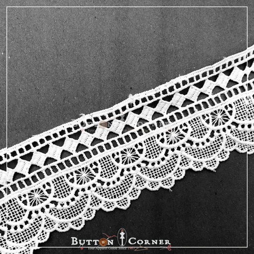[D4273-WHITE] One Side Border Shuttle Lace