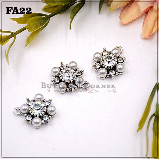 [FA22-WHITE GOLD] Flower Shape Pearl & Stone Hanging