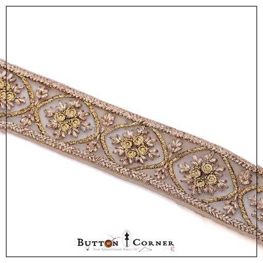[FANL876-ANTIQUE GOLD] Double Side Metallic Yarn Lace