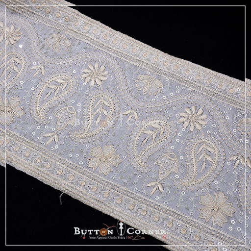 [EML310-WHITE] Embroidery Sequence Lace