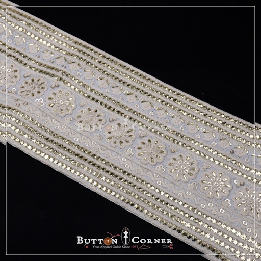 [EML311-WHITE] Double Side Metallic Yarn Embroidery Lace