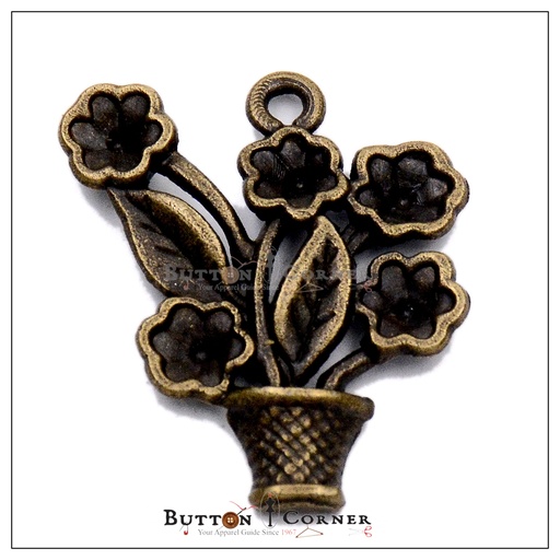 [FA264 ANTIQUE BRASS] Plant Flower In a Pot Pendant