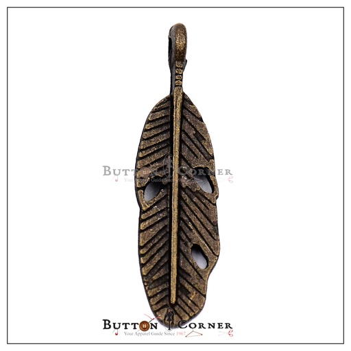 [FA258 ANTIQUE BRASS] Avian Feather Shape Metal Pendant