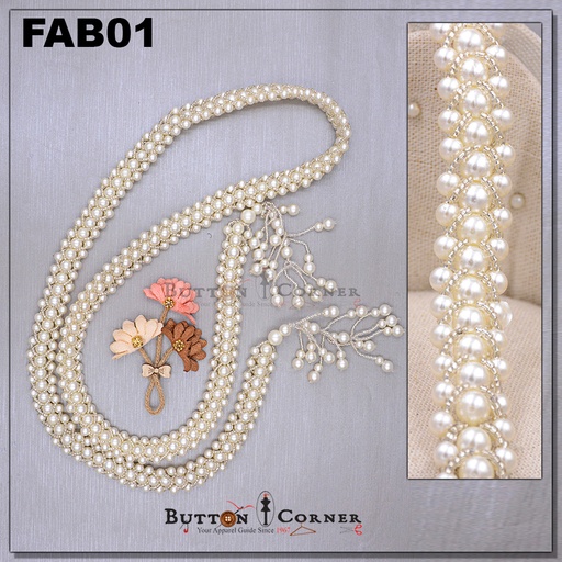 Fancy Belt With Pearl & Glass Beads