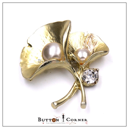 [FAR11304 GOLD] Two Flowers With Pearl Pendant