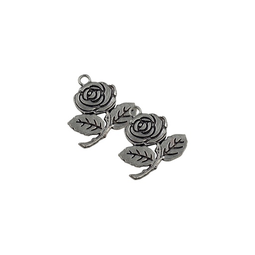 [FAR1938 SILVER] Floral Pendant With Dual Leaf Design