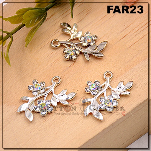 [FAR23 GOLD] Crystal Stone Flower Twig Pendant