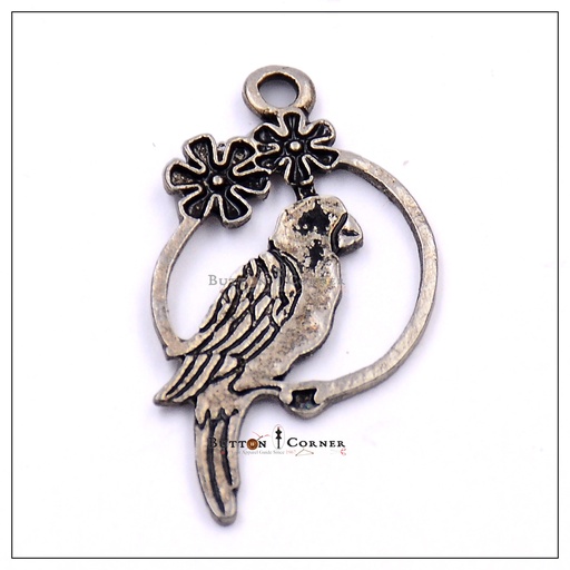 [FAR1786 SILVER] Floral Wreath Sparrow Pendant
