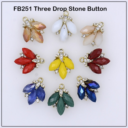 3 Drop Stone & Crystal Button