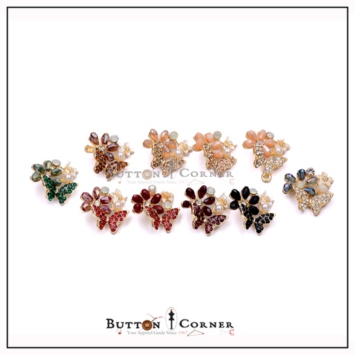 Butterfly Flower Fancy Button