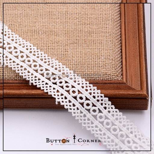 [D9310-WHITE] Double Side Border Shuttle Lace