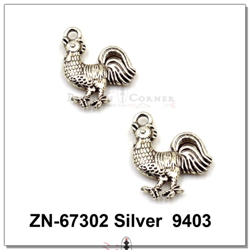 [ZN-67302 SILVER] Farmhouse Style Silver Rooster Pendant