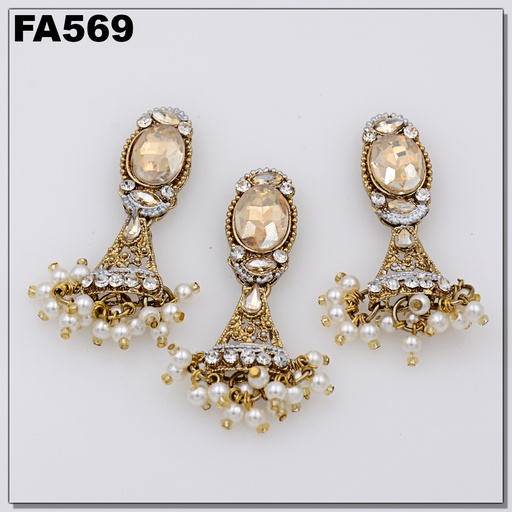 Fancy Jhumka With Stone & Pearl