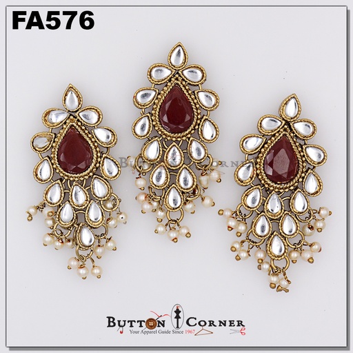 Fancy Jhumka Button With Marble Beads
