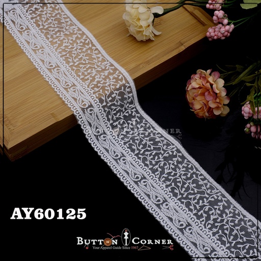 [AY60125-WHITE] Embroidery Net Lace