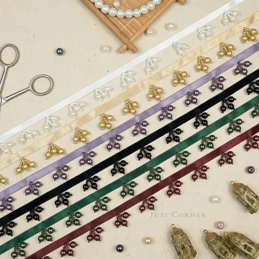 Decorative Garment Hanging Lace with Beaded Clusters