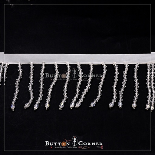 [PRL30-CRYSTAL WHITE] Fancy Pearl Glass Beads Hanging Lace
