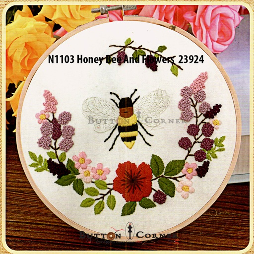 [N1103-MULTI] Honey Bee & Flowers Embroidery Kit