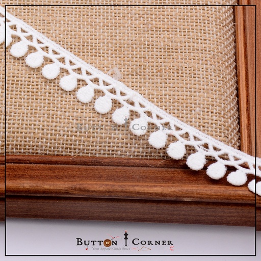 [ALN317-WHITE] One Side Border Shuttle Lace
