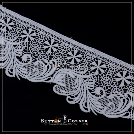 [ALN322-WHITE] One Side Border Shuttle Lace