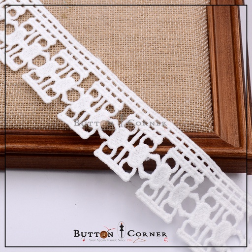 [ALN324 WHITE] One Side Border Shuttle Lace