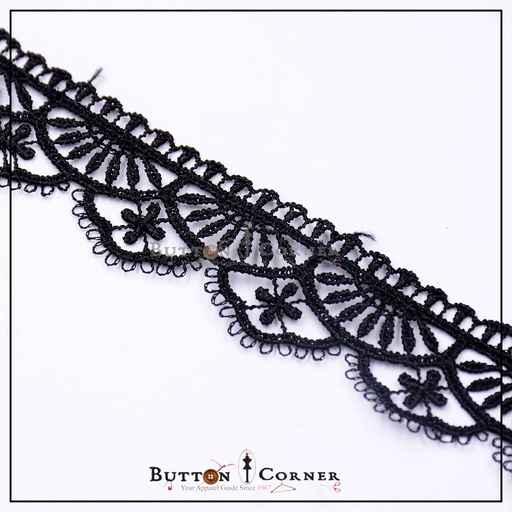 [ALN329-BLACK] One Side Border Shuttle Lace