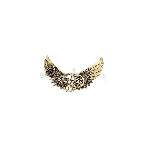 [LP63 ANTIQUE] Steampunk Winged Gear Brooch