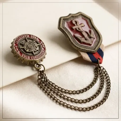[LP64 ANTIQUE RED] Anchor & Vice Commandant Medal Brooch