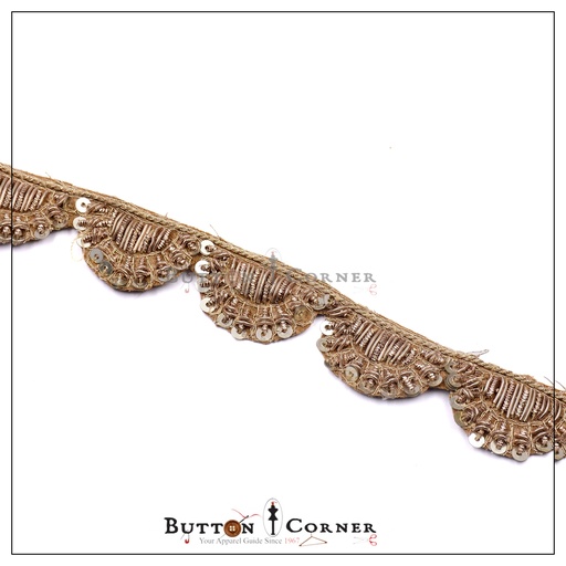 [FANL884-ANTIQUE] One Side Fancy Kora & Dabka Lace