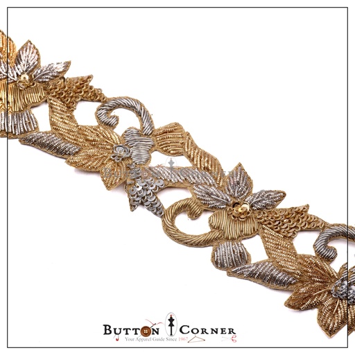 [FANL888-SILVER GOLD] Fancy Kora & Dabka Lace