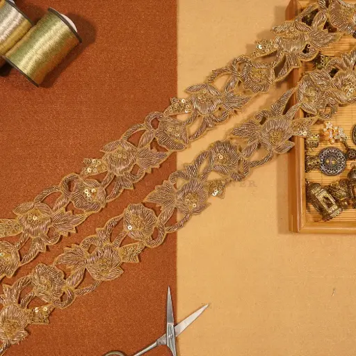 [FANL893 GOLD] Fancy Kora&Dabka Sequence Lace