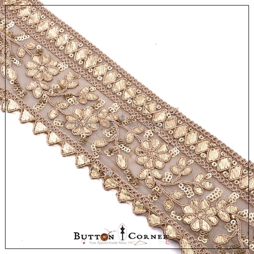 One Side Fancy Metallic Yarn Lace