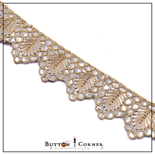 [GOTL636-GOLD SILVER] Fancy Metallic Yarn Gota Lace