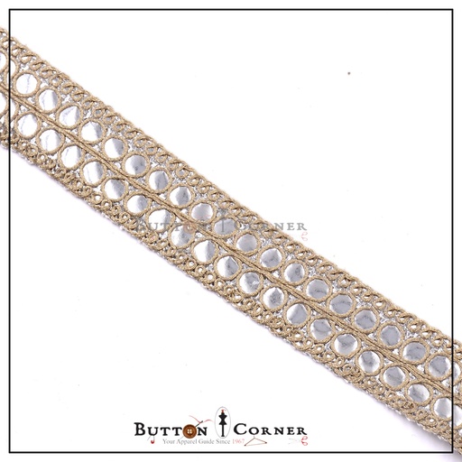 [GOTL639-GOLD] Fancy Metallic Yarn Sequence Lace