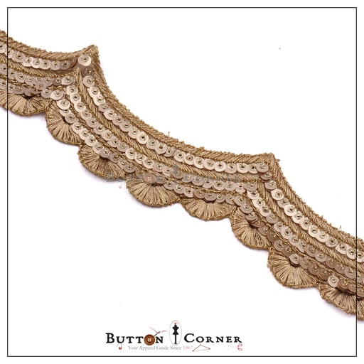 [GOTL647-GOLD] Fancy Metallic Yarn Sequence Lace