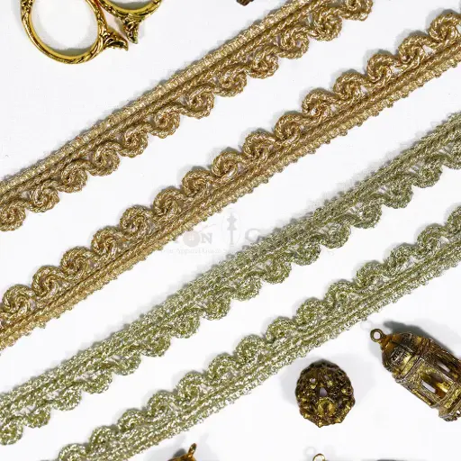 Fancy Metallic Yarn Gota Lace with Decorative Edge Design