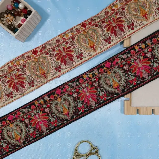 Floral Style Multicolour Embroidery Lace