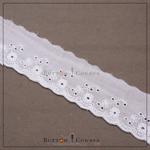 [CL142-WHITE] One Side Border Cotton Lace